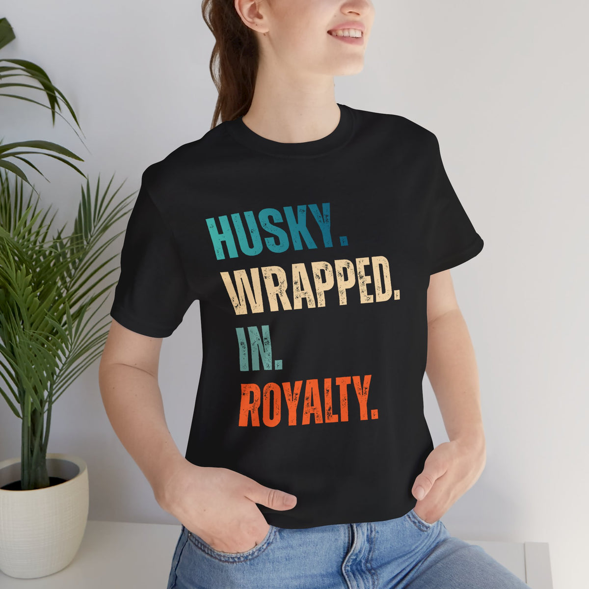 Husky Wrapped in Royalty Shirt – Elegant Dog Lover Tee, Premium Husky Gift