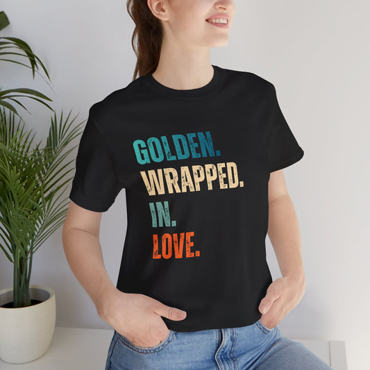 Golden Retriever Wrapped in Love Shirt – Cute Dog Lover Tee, Golden Gift