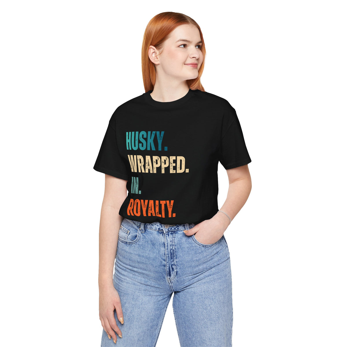 Husky Wrapped in Royalty Shirt – Elegant Dog Lover Tee, Premium Husky Gift